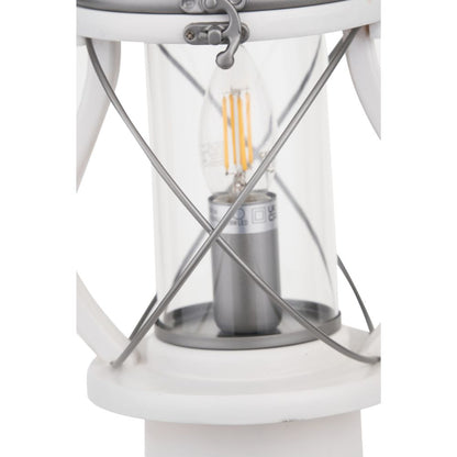 Gibson Pine Wood White Lantern Table Lamp