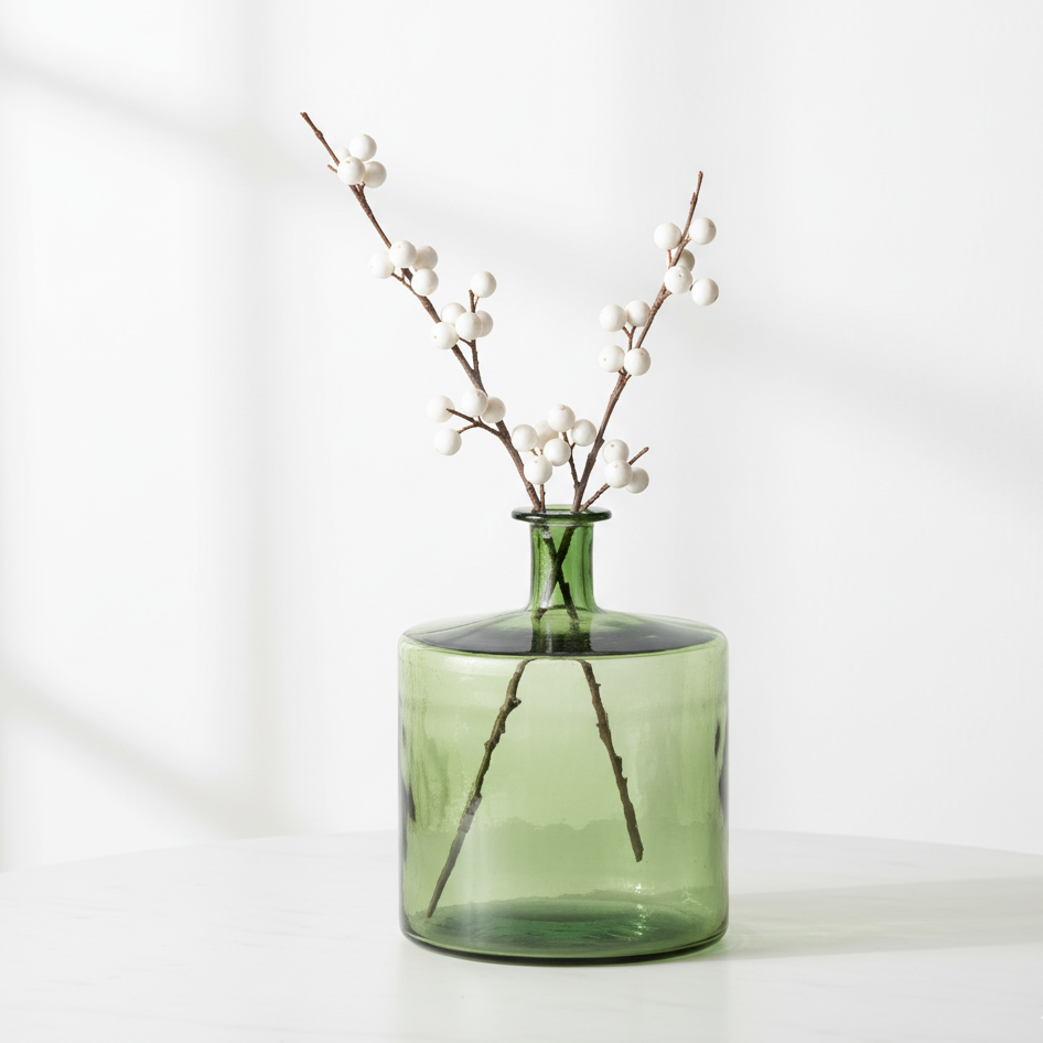 Recycled Glass Forest Green Bottle Vase