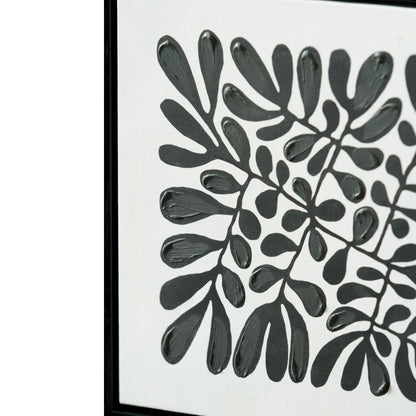 Square Canvases Black Leaf Print with Black Frames (Set of 2)