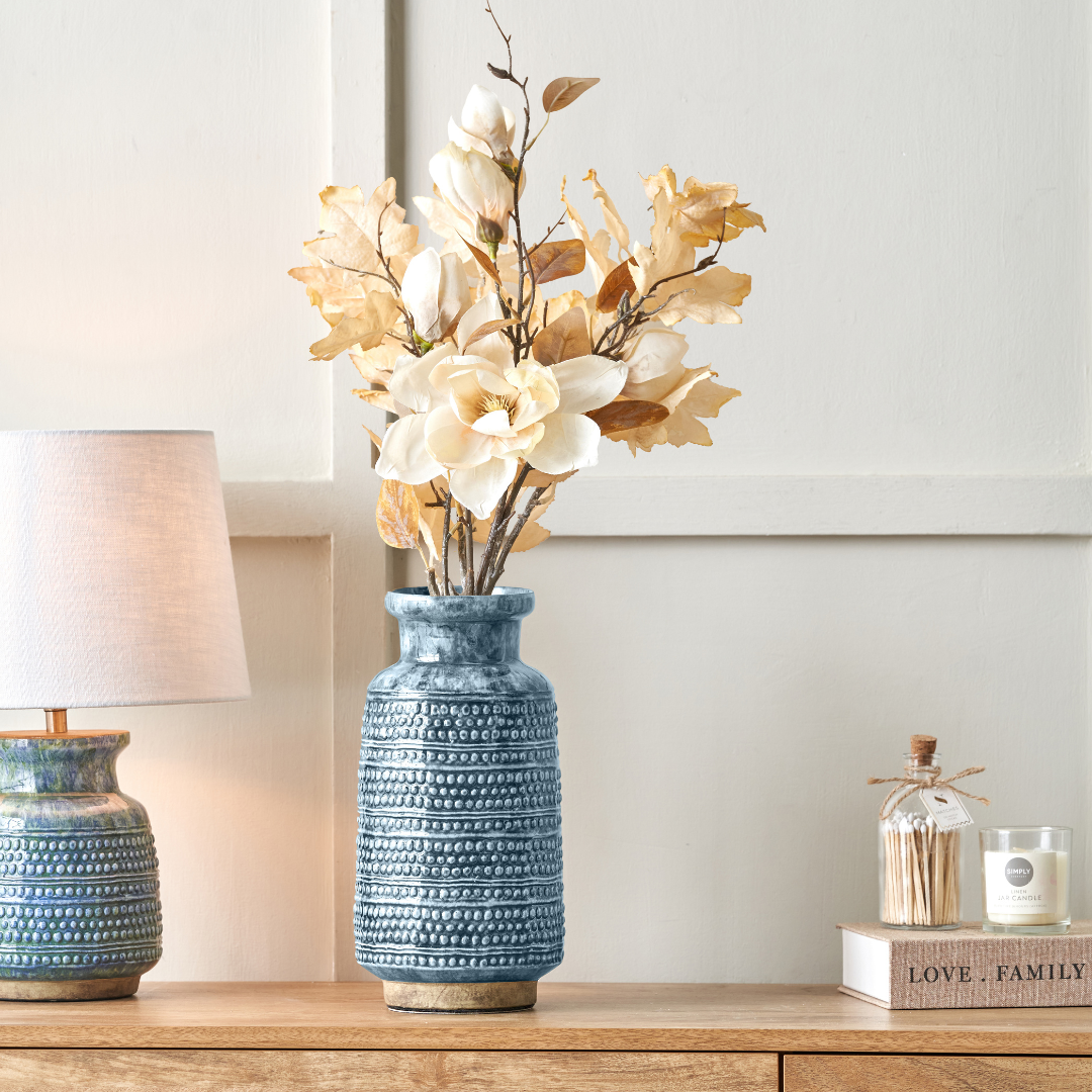 Theano Dot Design Blue Glaze Vase