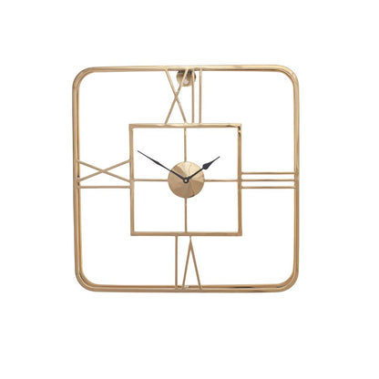 Metal Double Framed Gold Square Wall Clock