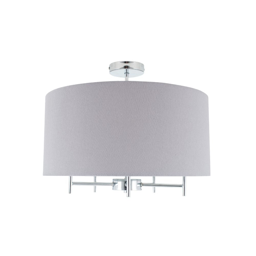 Plaza Silver Metal and Grey Linen Pendant
