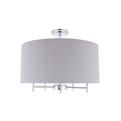 Plaza Silver Metal and Grey Linen Pendant