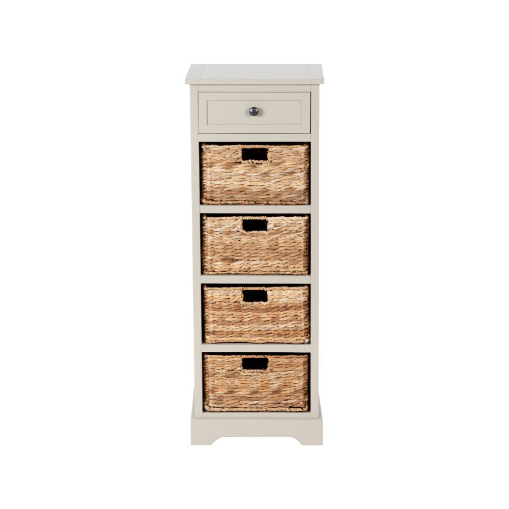 Devonshire Pine Wood 1 Drawer 4 Basket Tall Unit