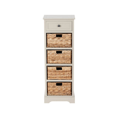 Devonshire Pine Wood 1 Drawer 4 Basket Tall Unit