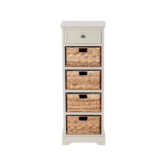 Devonshire Pine Wood 1 Drawer 4 Basket Tall Unit