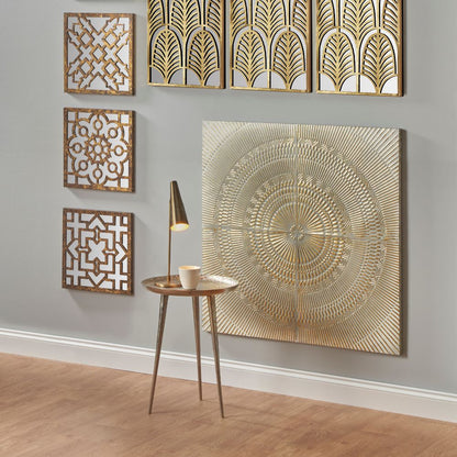 Textured Metal Antique White and Gold Wall Art