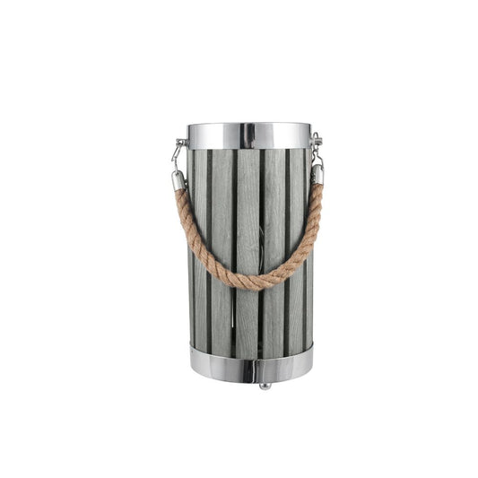 Austell Pine Wood Grey Wash Small Lantern Table Lamp
