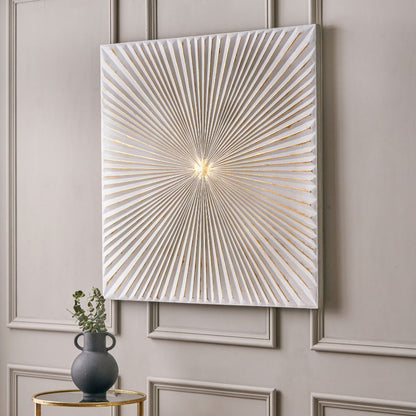 Metal White and Gold Sunburst Wall Art
