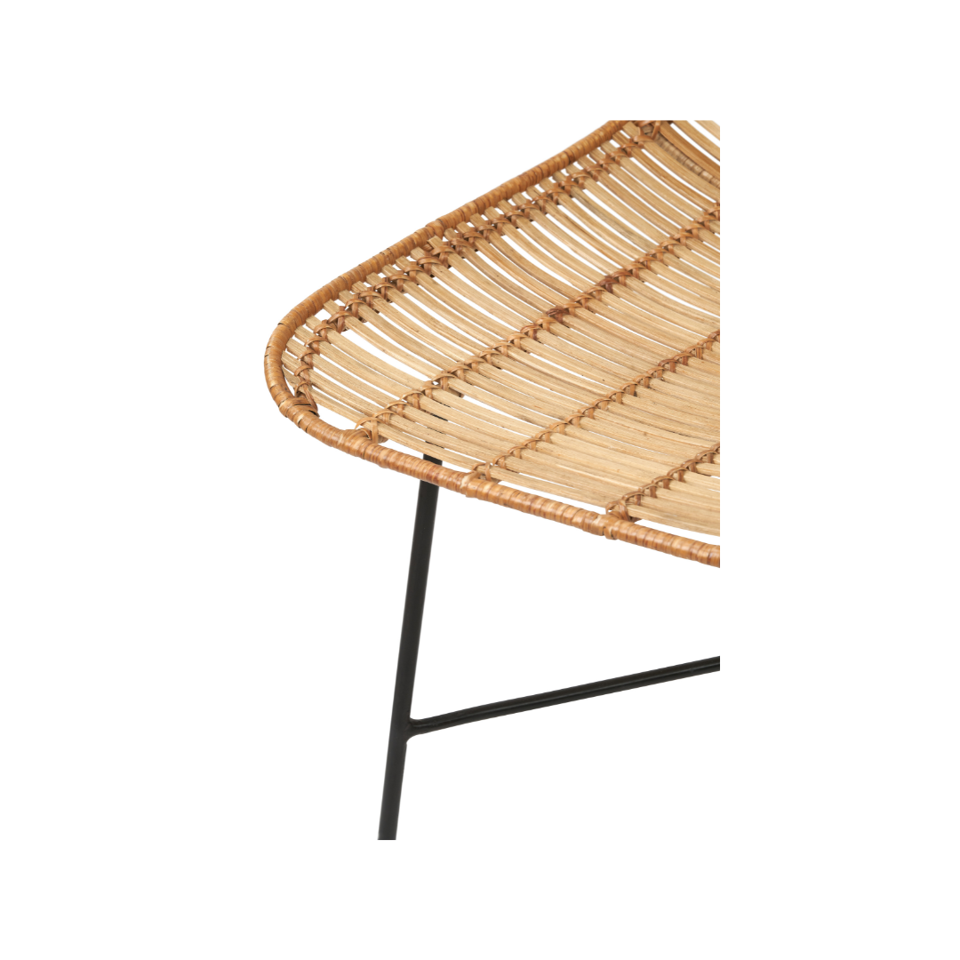 Rattan Core and Black Metal Dining Chair