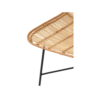 Rattan Core and Black Metal Dining Chair
