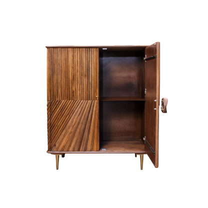 Aranya Solid Wood 2 Door Chip Pattern Cabinet