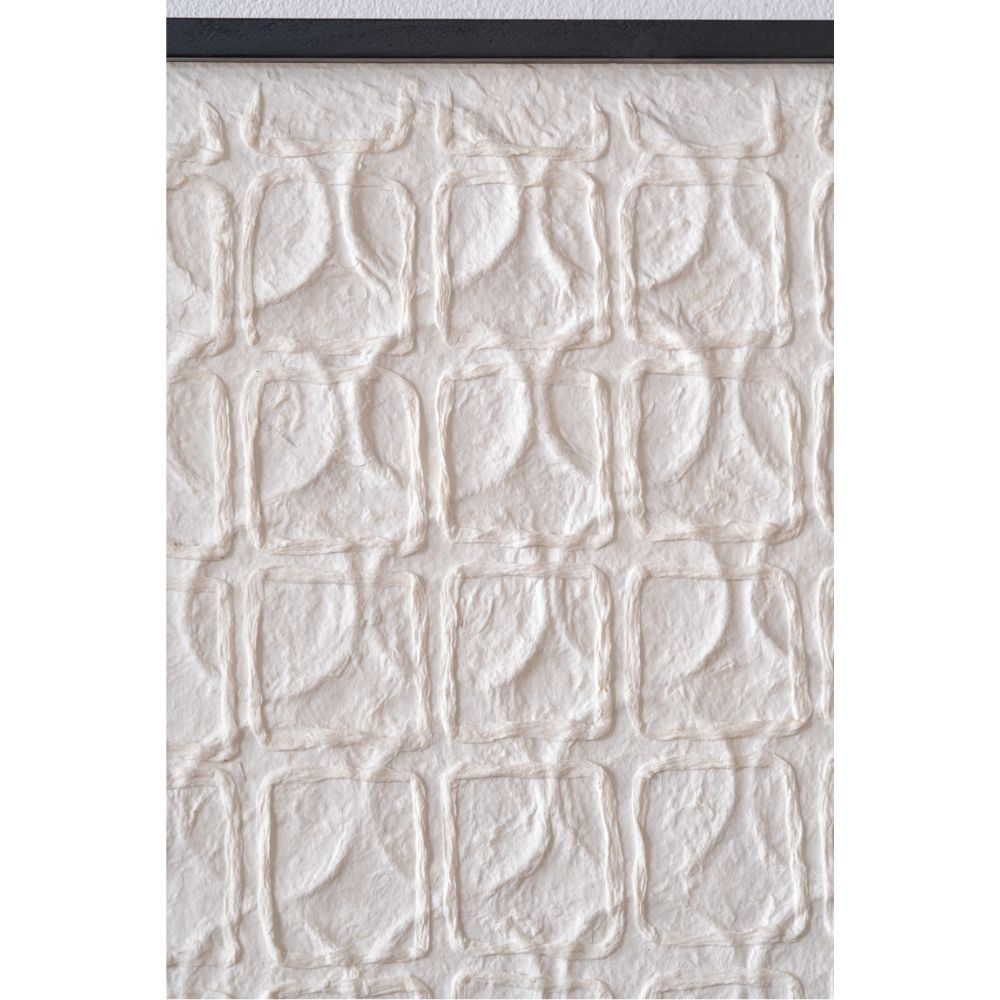 Natural Paper Circular Pattern Design with Black Frames (Set of 2)