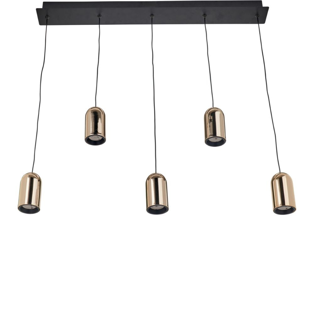 Xena Black and Rose Gold Metal 5 Drop LED Pendant