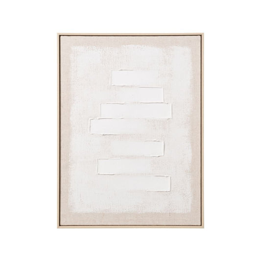 Textured Canvas White and Natural with Natural Frame