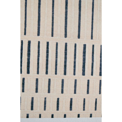 Canvas Natural with Black Stripe Pattern and Black Frame