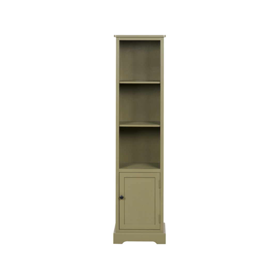 Croft Linen Pine Wood Slim 1 Door 3 Shelf Unit