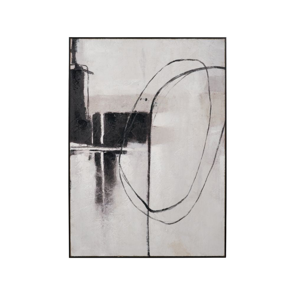 Canvas Monochrome Abstract with Black Frame