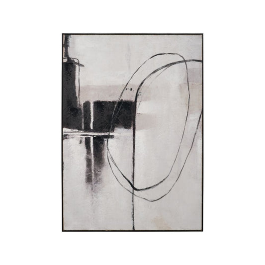 Canvas Monochrome Abstract with Black Frame