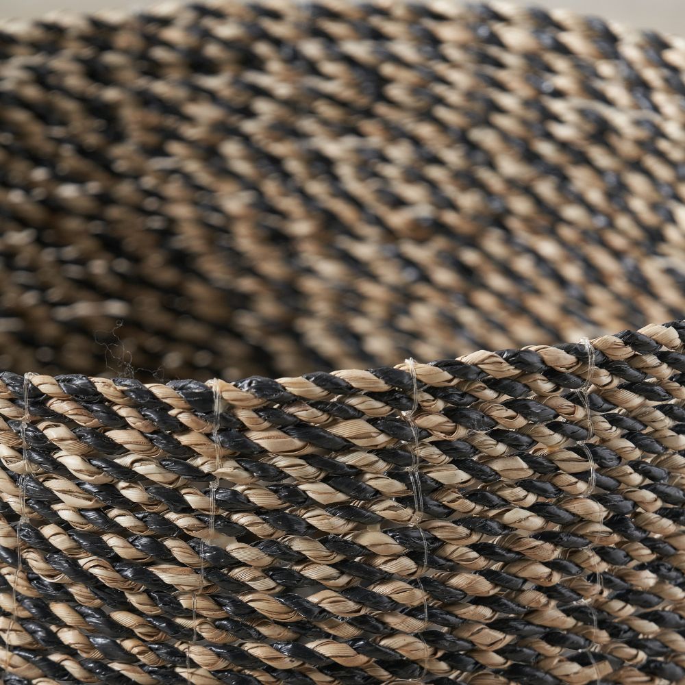 Seagrass Natural and Black Round Handled Baskets (Set of 2)