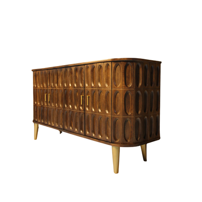 Aranya Solid Wood Oval Tile 4 Door Sideboard