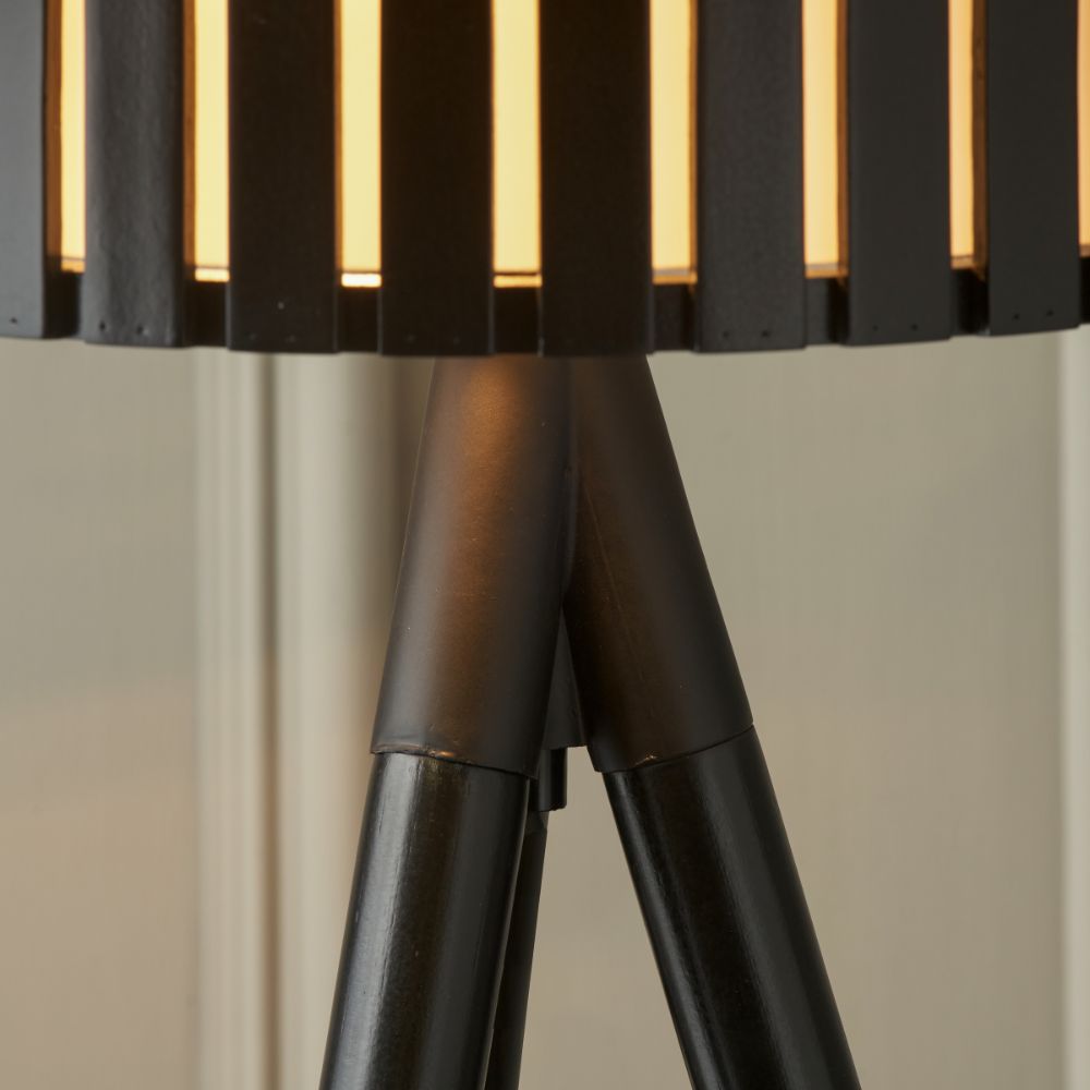 Rabanne Slatted Pine Wood Tripod Table Lamp