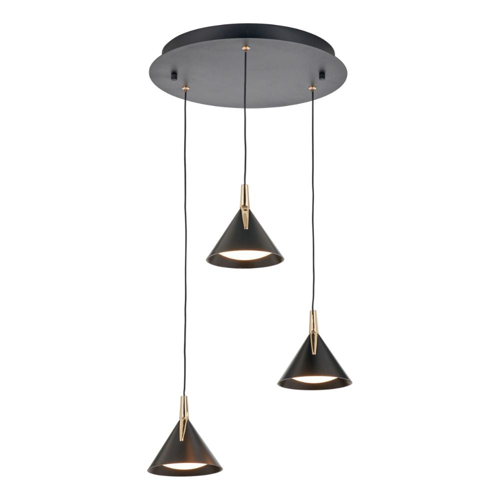 Astarion Matte Black and Gold Multi Drop LED Pendant