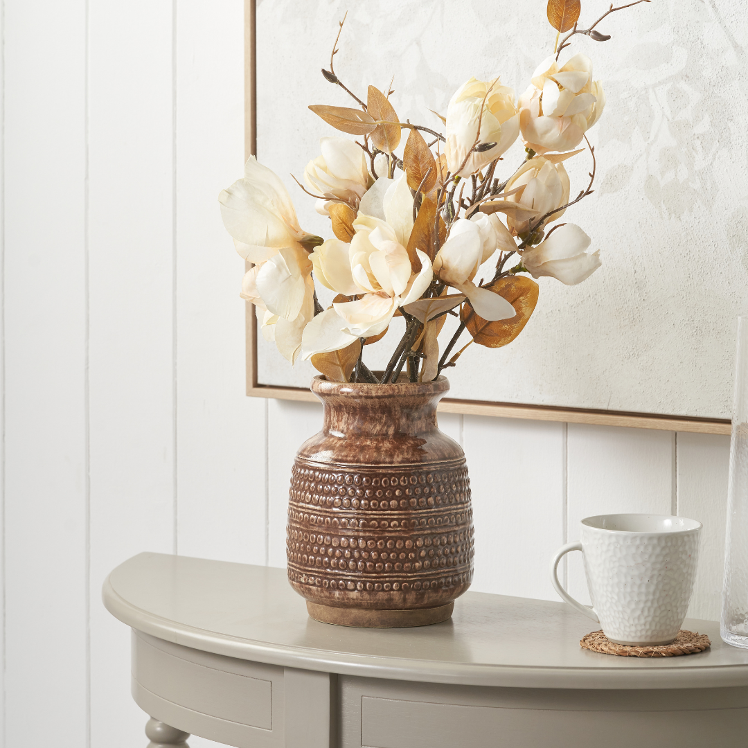 Theano Dot Design Brown Glaze Vase