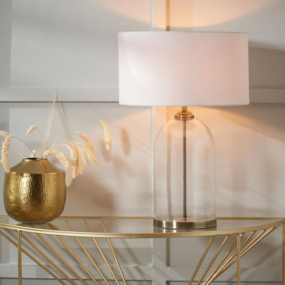 Cloche Clear Glass and Antique Brass Table Lamp