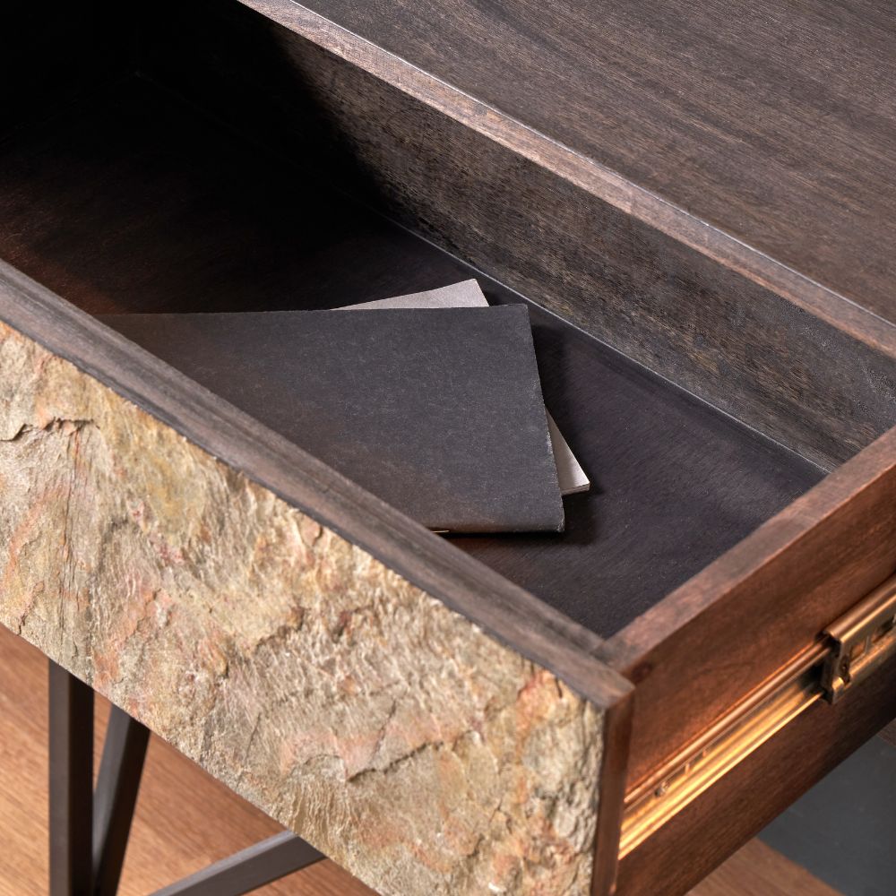Verde Black Mango Wood 2 Drawer Console Table