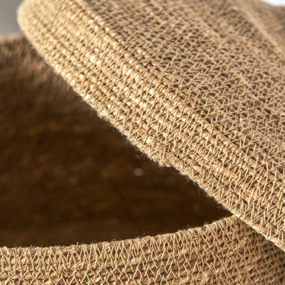 Seagrass Natural Lidded Round Basket