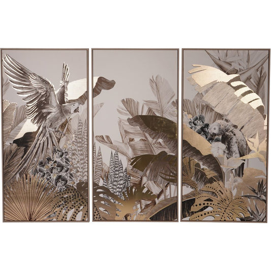 Canvas Tropical Birds 3 Piece Framed Wall Art