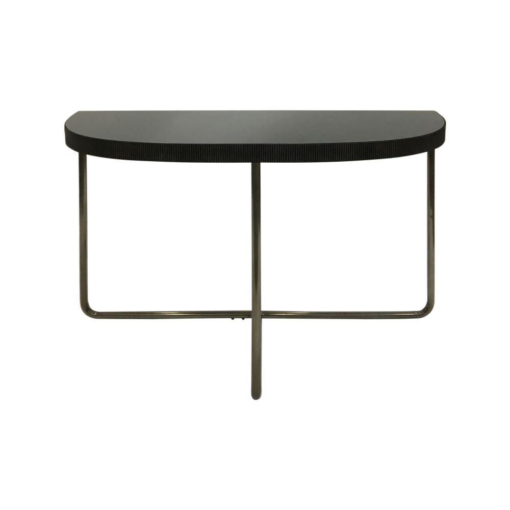 Knightsbridge Half Moon with Black Tinted Glass Console Table