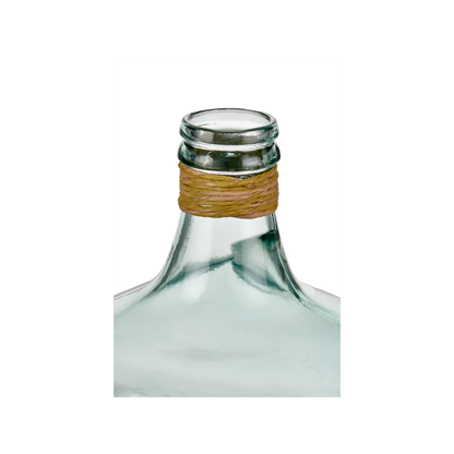 Clear Recycled Medium Bottle Vase With A Raffia Wrapped Neck
