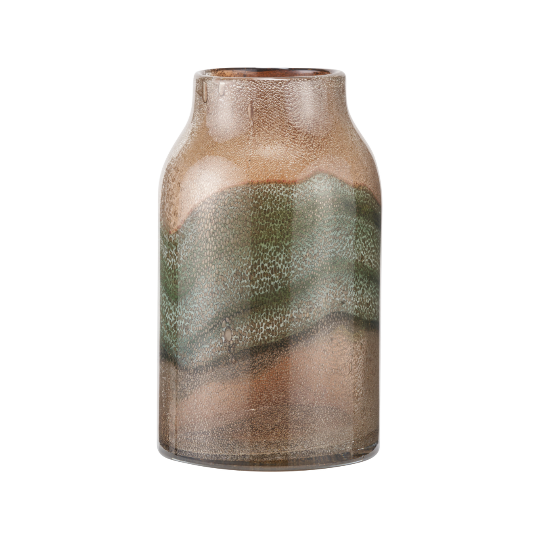 Valtellina Brown and Green Glass Vase
