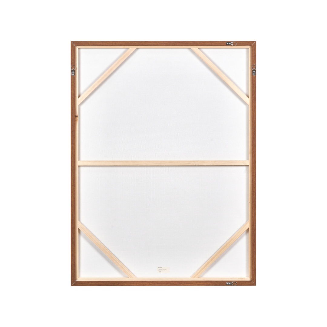 Brown and Natural Linear Design Canvas with Oak Effect Frame