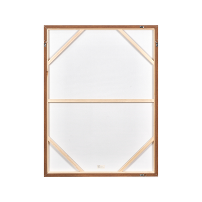 Brown and Natural Linear Design Canvas with Oak Effect Frame