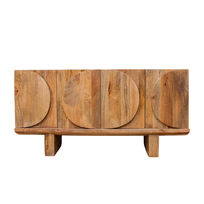 Aranya Solid Wood Oval Design 4 Door Sideboard