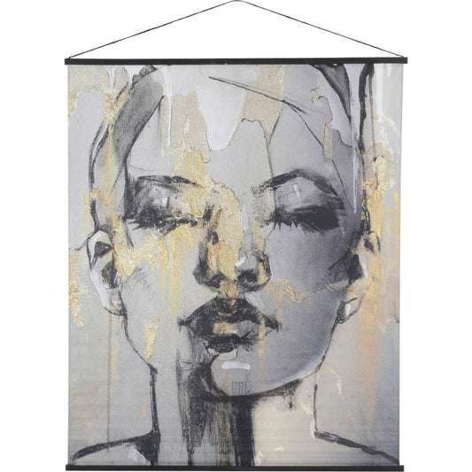 Velvet Sketched Female Figure Hanging Wall Art