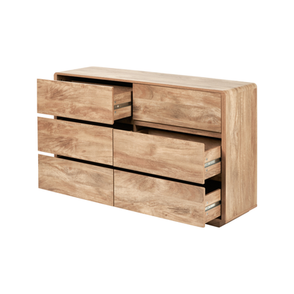 Eversley Oak Effect Veneer 6 Drawer Sideboard