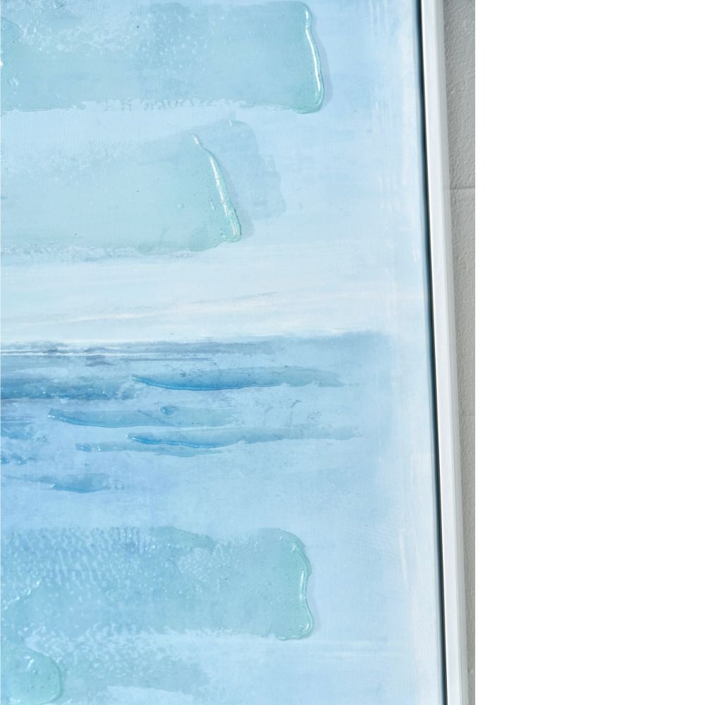 Canvas Blues Abstract with White Frame