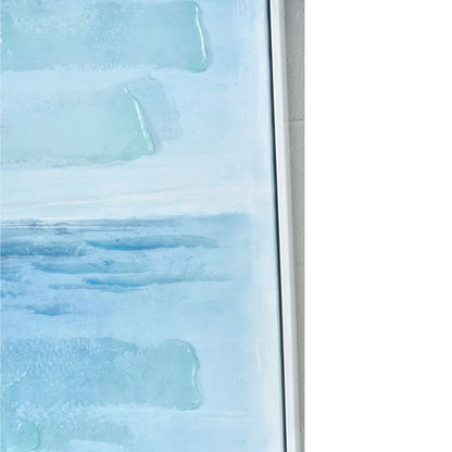 Canvas Blues Abstract with White Frame