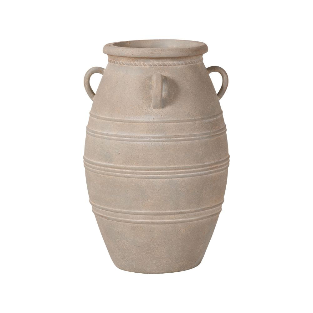 Fibrestone Grey Wash Decorative with Handles Vase