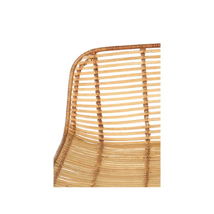 Rattan Core and Black Metal Bar Stool