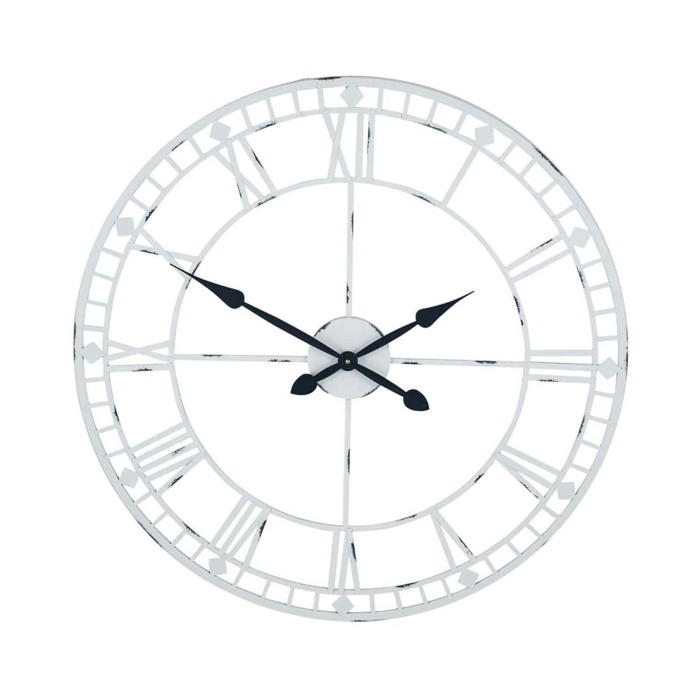 Metal Antique Grey Round Wall Clock Large