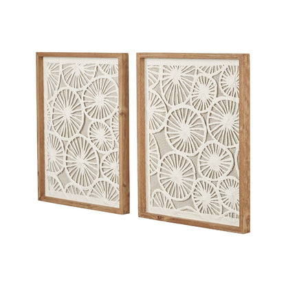 Natural Paper Cut Out Pattern Design Wall Art with Natural Frames (Set of 2)