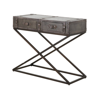 Adriano Peppercorn Leather Console Table