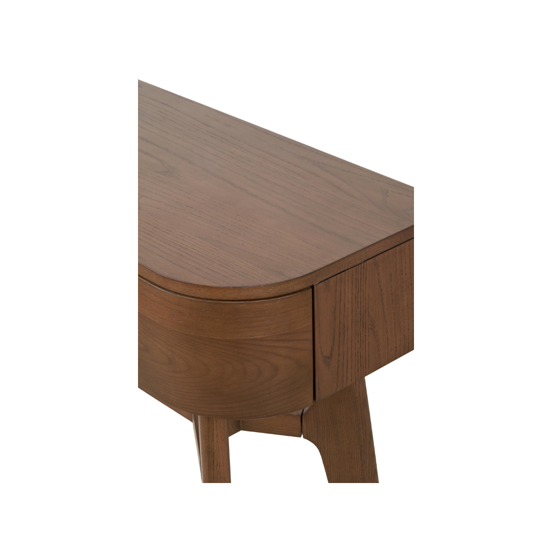 Elias Dark Ash Wood Retro 2 Drawer Console Table