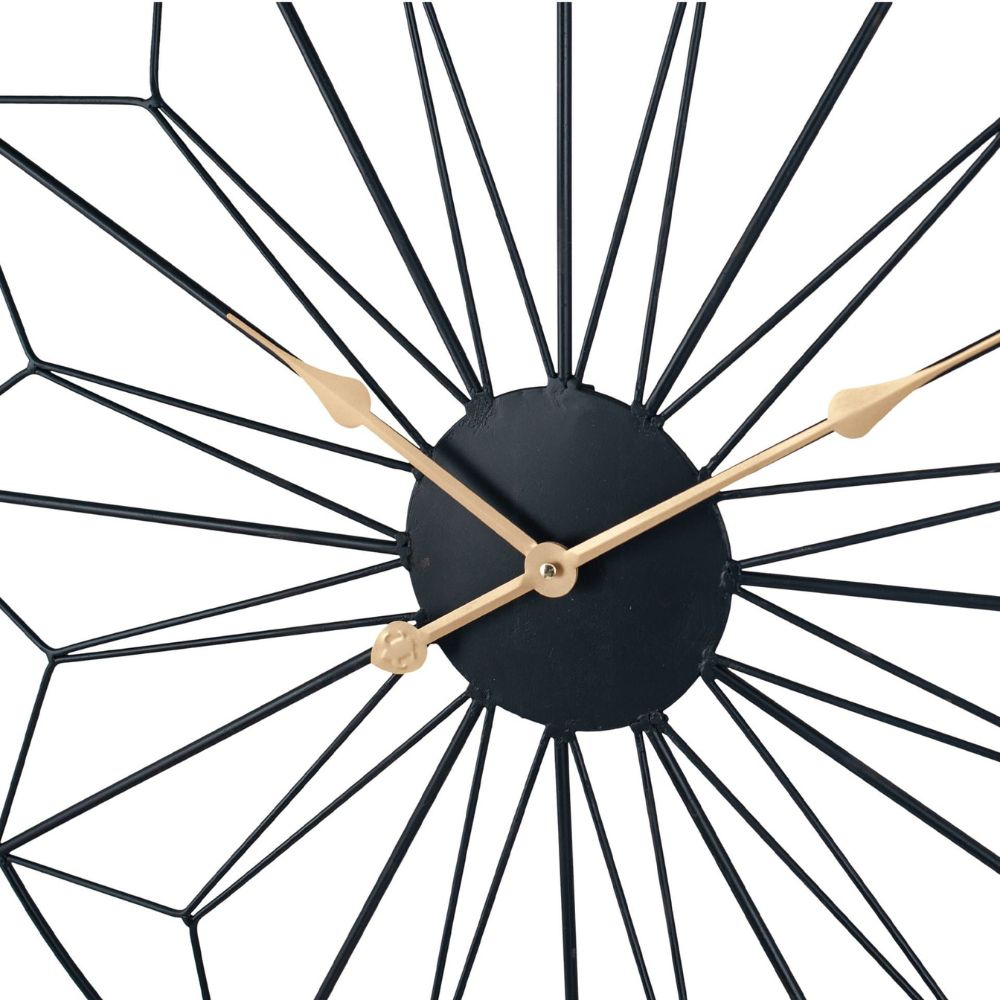 Metal Black or Gold Geo Design Round Wall Clock