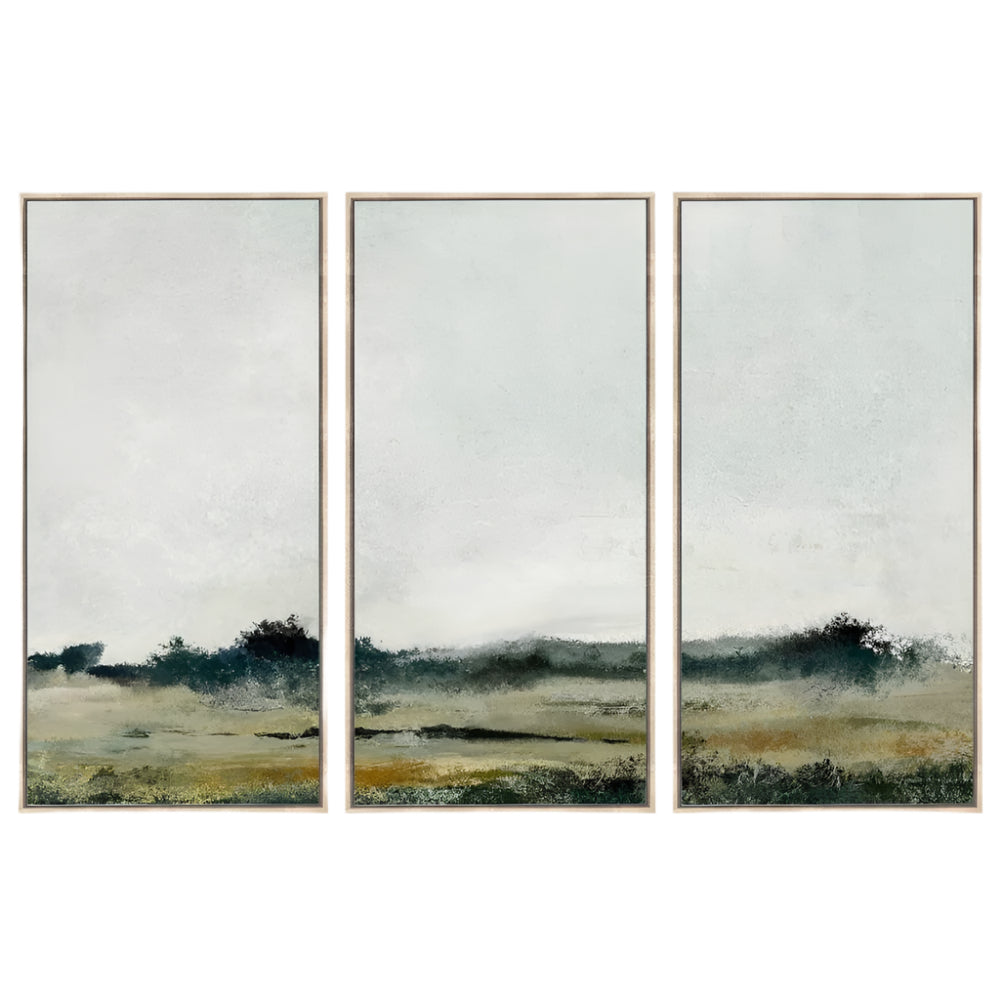 Green Fields Landscape Wall Art (Set of 3)